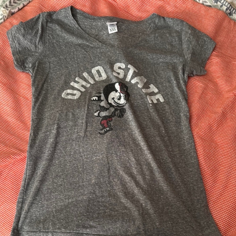 J. America Gray Short Sleeve Tee Ohio State Graphic